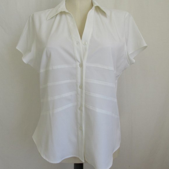 Style & Co. Tops - Style & Co White Stretch Cap Sleeve Top Women's 16
